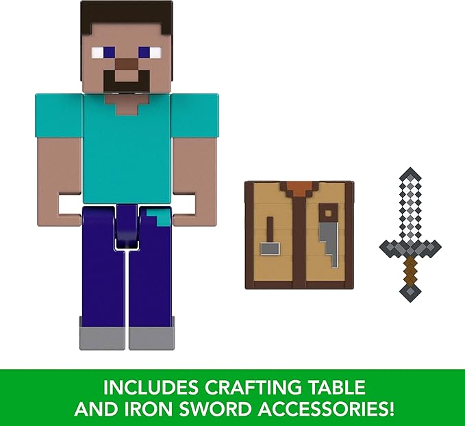 Steve Minecraft Action Figures - Bring your favorite game character to life with this Mattel toy set.
