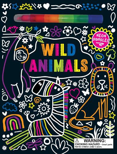 Neon Doodles Book – Wild Animals calming coloring book