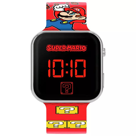 Nintendo Kinds Red Super Mario LED Digital Watch close view picture of the watch design