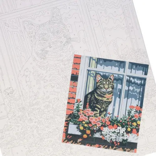 Cat at Window Paint by Numbers for cat lovers