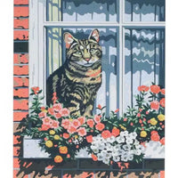 Cat at Window Paint by Numbers picture of the already painted canvas