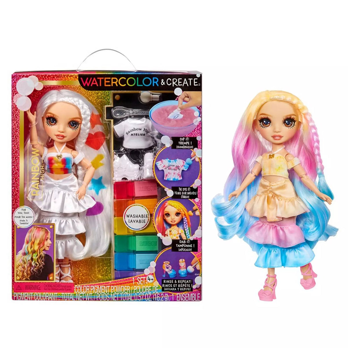 Rainbow High WaterColor & Create Fashion Doll picture with a box