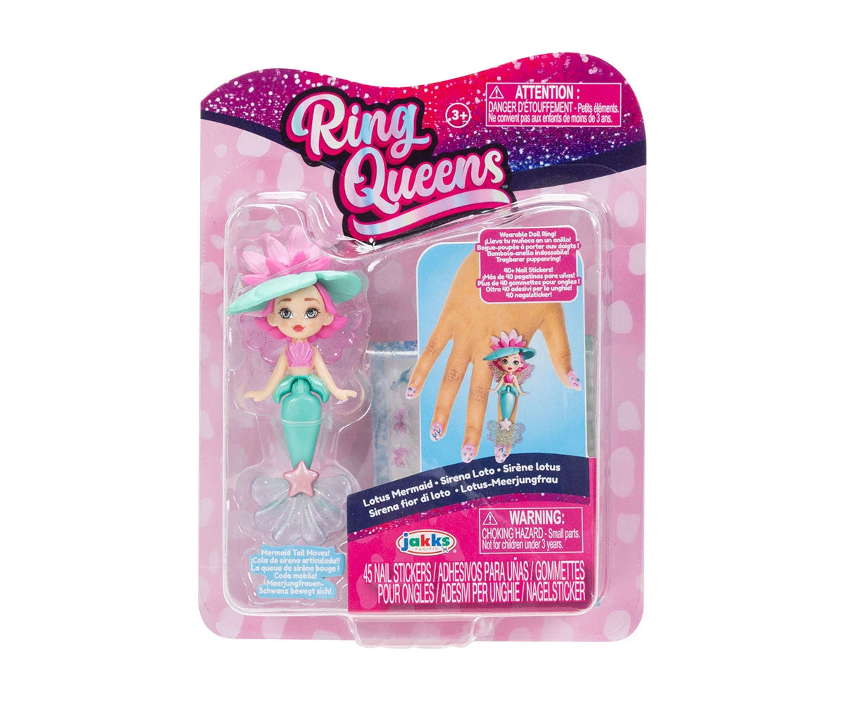 Ring Queens Wearable Mini Doll Ring Lotus Mermaid for kids +3
