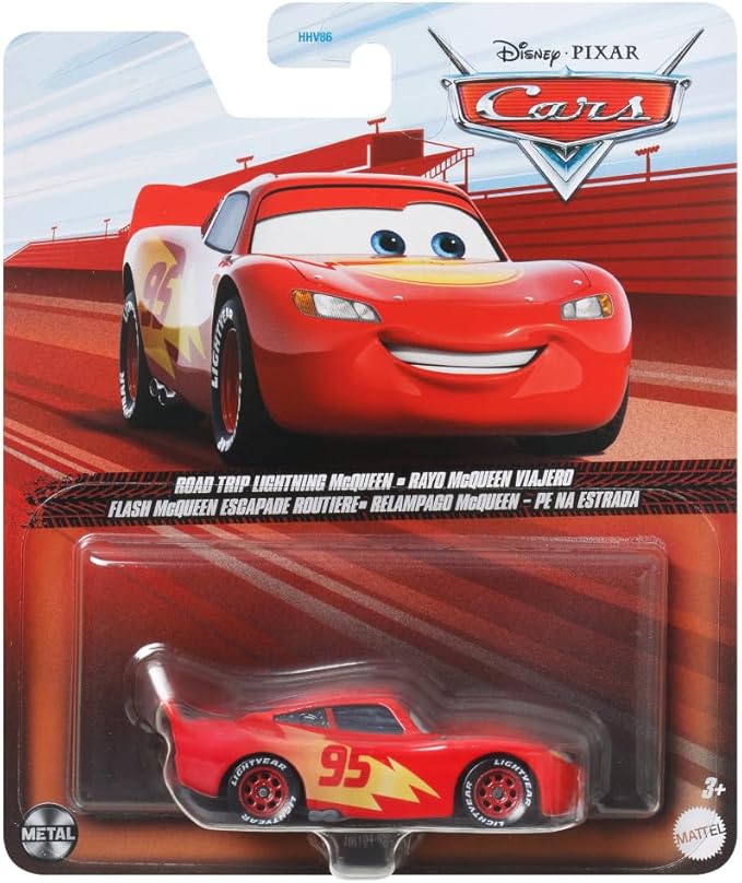 Vibrant Road Trip Lightning McQueen toy car for endless fun.
