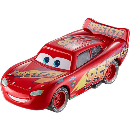 Lightning McQueen racing through the tracks, showing off his legendary Piston Cup victories.
