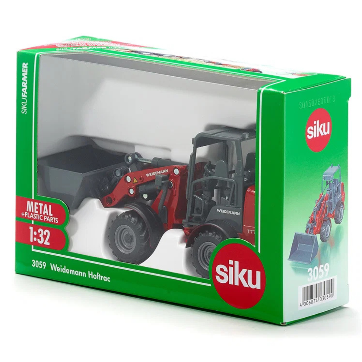 Siku Weidemann Hoftrac 1:32 Farm Loader Model picture in the box