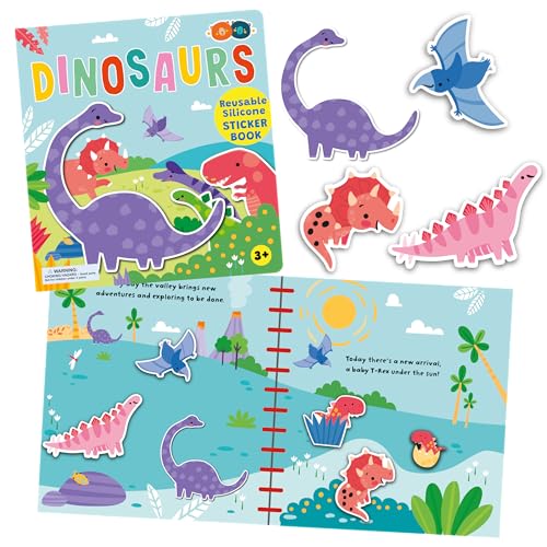 Silicone Sticker Book - Dinosaurs for kids ages 3+