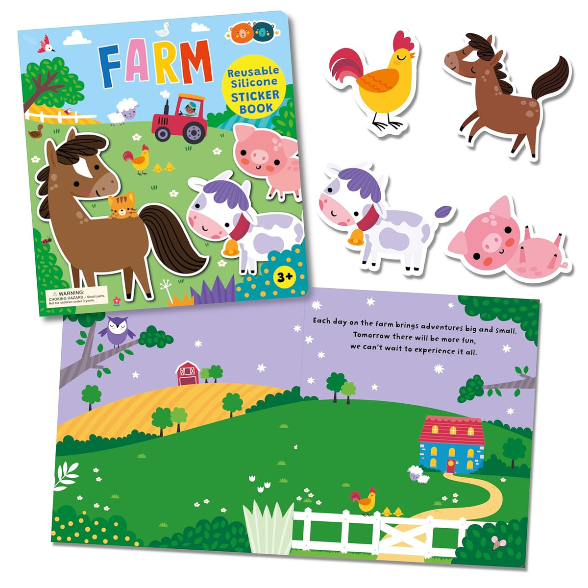 Silicone Sticker Book Farm with reusable islicone sickers