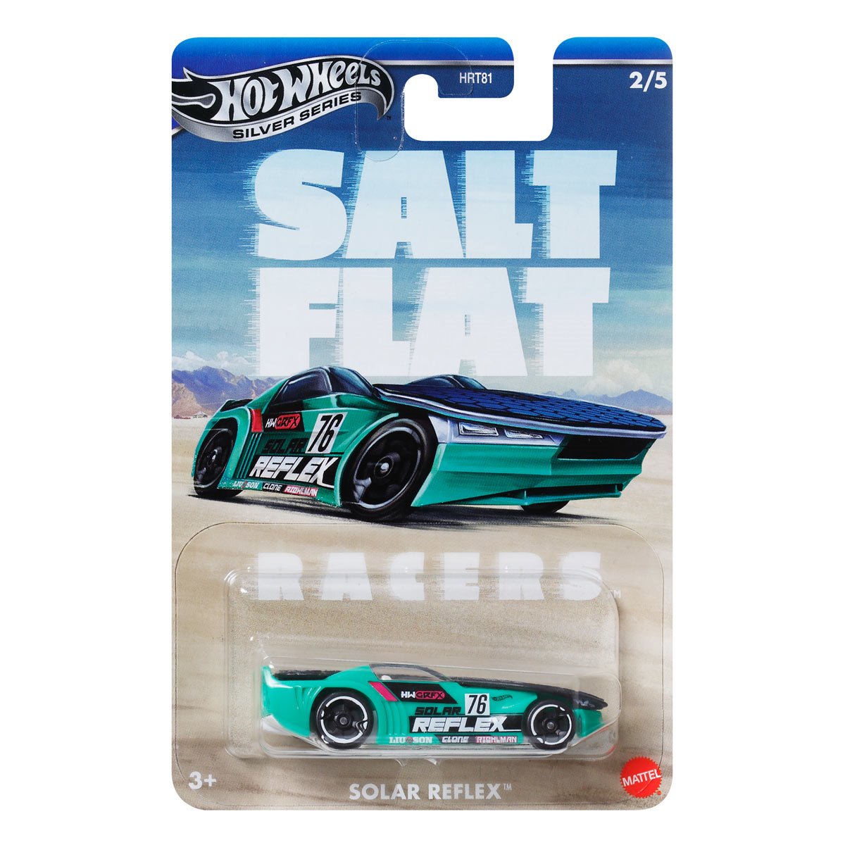 Hot Wheels Salt Flat Racers 2025 Solar Reflex offers a detailed, race-inspired collectible car with vintage styling for young and adult collectors.
