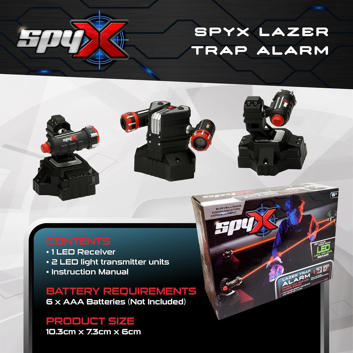 SpyX Laser Trap Alarm – Interactive Spy Toy for Kids required AAA atteries