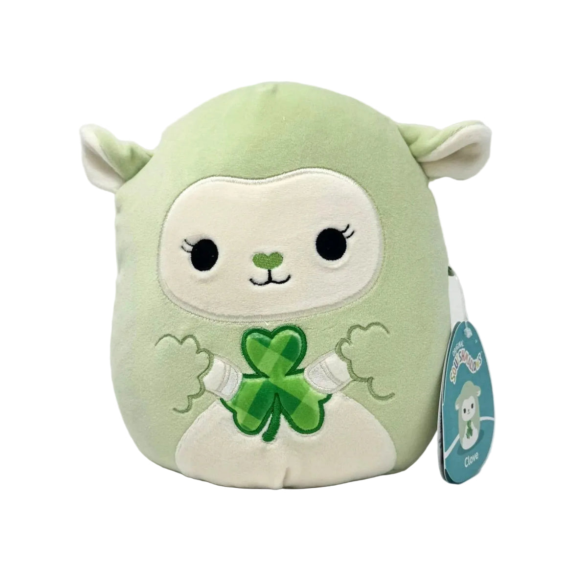 Squishmallows Clove Green Lamb with Shamrock cozy lamb soft toy