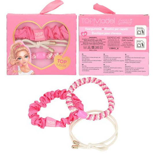 TOPModel Elastic Hairbands Set in a pink color