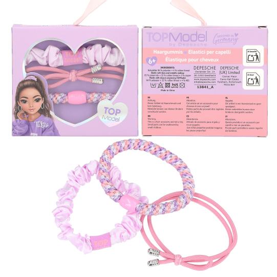 TOPModel Elastic Hairbands Set in a urple color