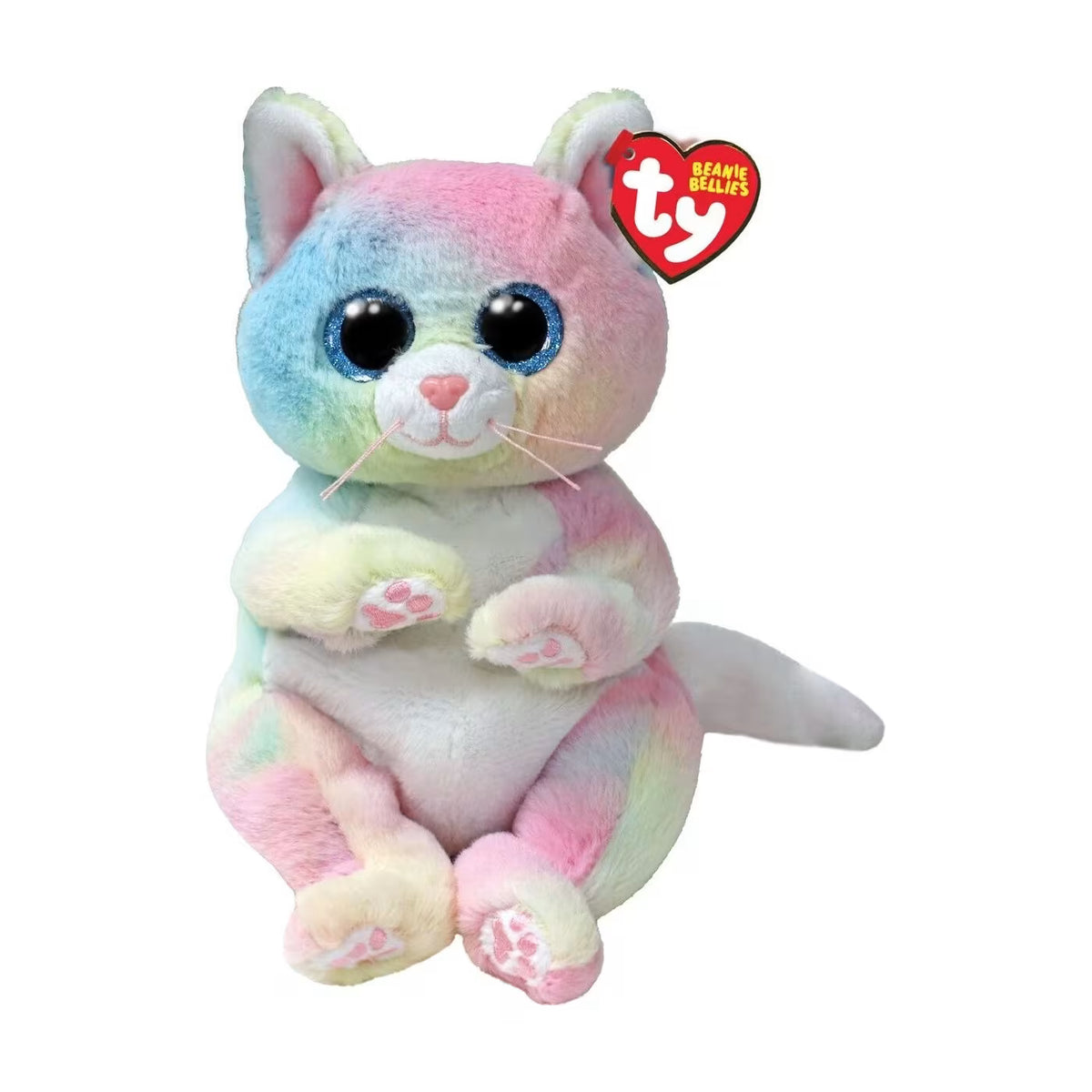 TY Beanie Bellies Jenni Rainbow Kitty Plush Toy 15cm picture on the white background