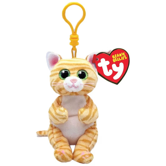TY Beanie Bellies Mango Gold Cat Plush Clip picture on the white background