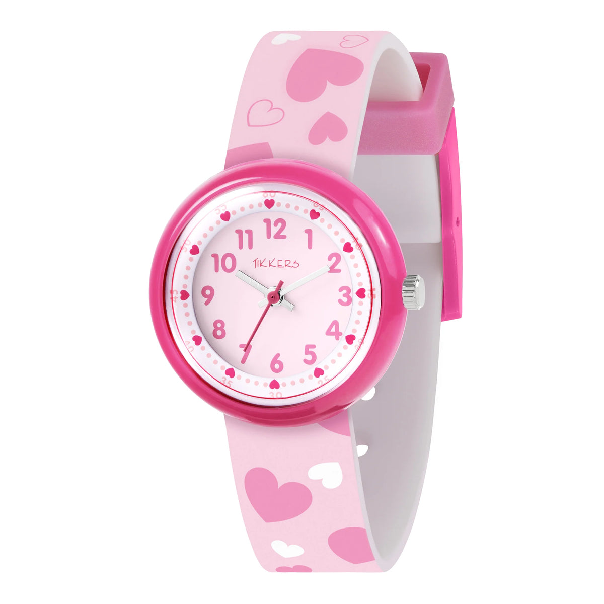 Tikkers Pink Heart Strap Watch