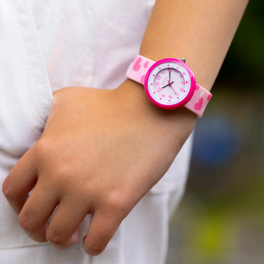 Tikkers Pink Heart Strap Watch