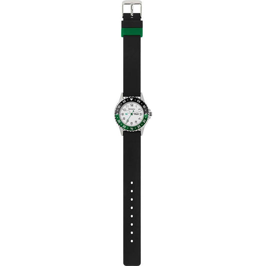 Tikkers Boys Series 10 Watch Black Silver with a black silicone strap