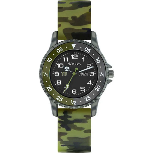 Tikkers Camo Silicone Time Teacher Strap Watch close view picture of the watch