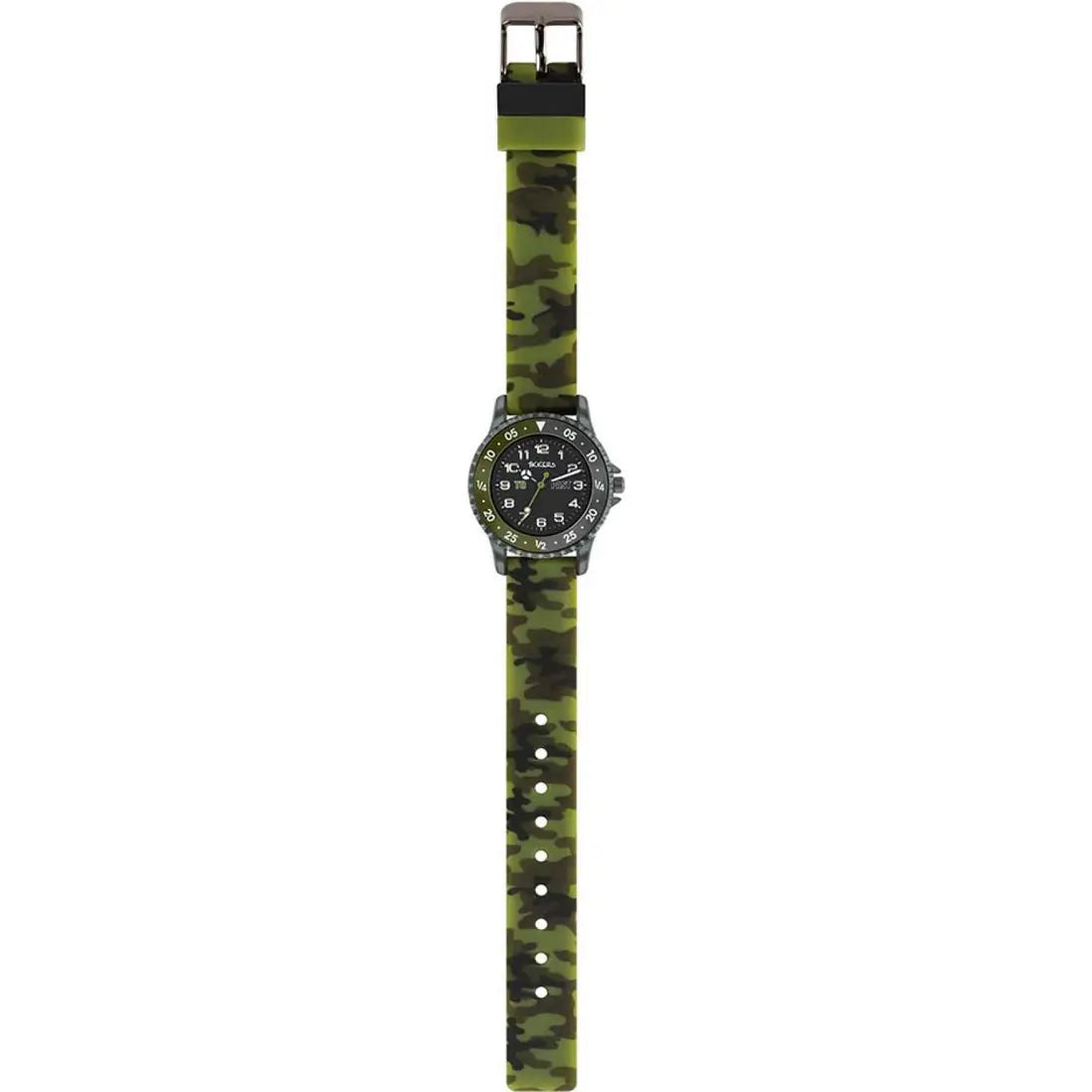 Tikkers Camo Silicone Time Teacher Strap Watch with a silicon khaki stripe