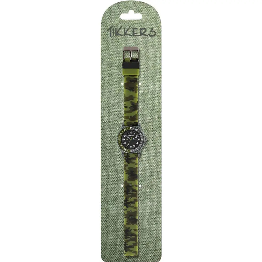 Tikkers Camo Silicone Time Teacher Strap Watch comes with a cardboard