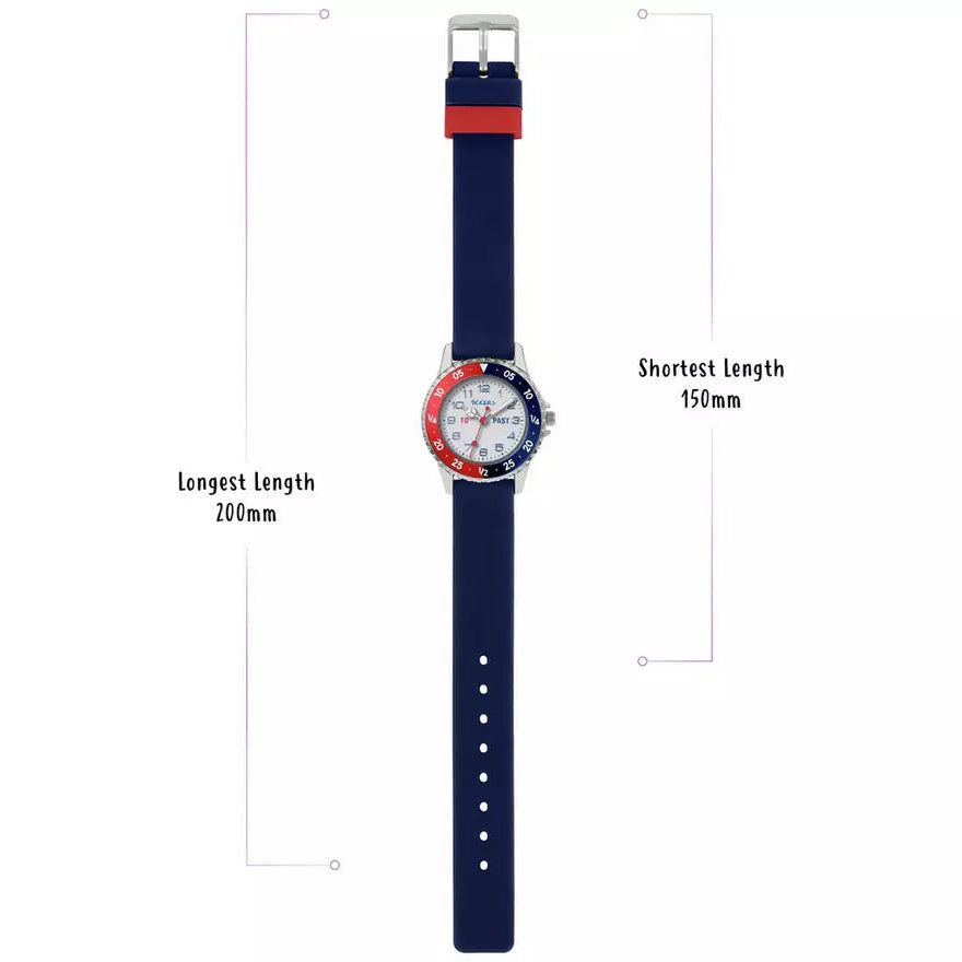 Tikkers Kids Blue Time Teacher Watch picture with a strap dimensions