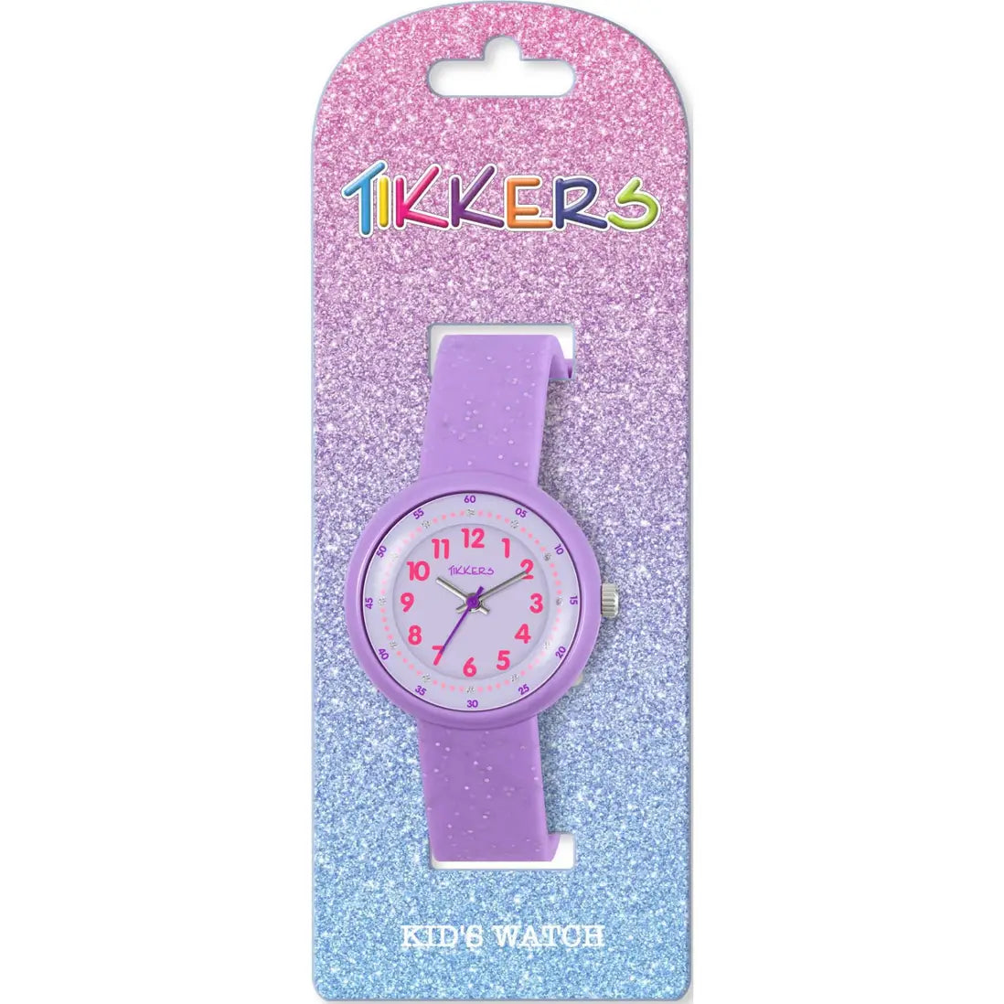 Tikkers Purple Glitter Strap Watch comes in a cartboard