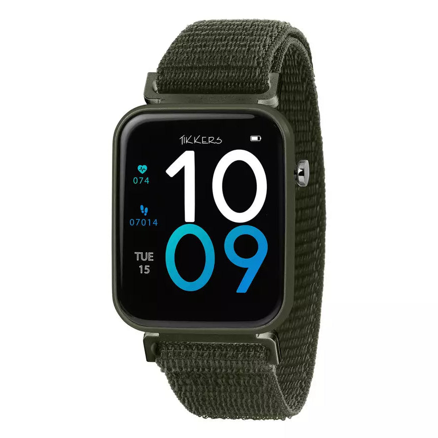 Tikkers Smart Series 13 Khaki Strap Smart Watch picture on the white background