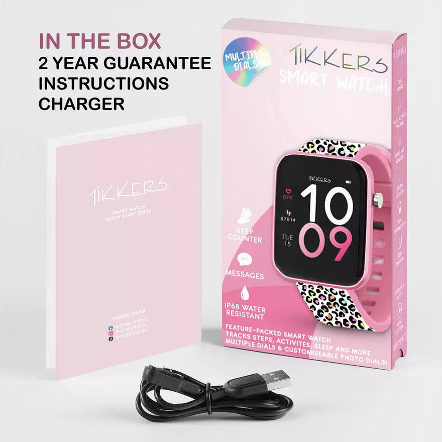 Tikkers Smart Series 13 Pink Camo Silicone Strap Smart Watch picture of the box