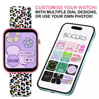 Tikkers Smart Series 13 Pink Camo Silicone Strap Smart Watch costumize dial with your own photos