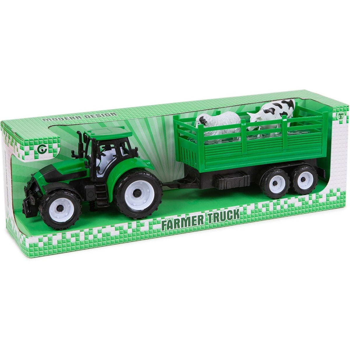 Tractor & Trailer With Animals Set picture on the white background