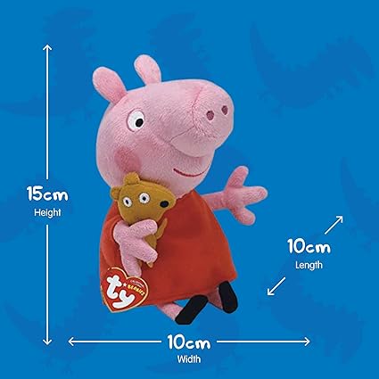 TY Peppa Pig Beanie Soft Plush Toy picture with dimensions