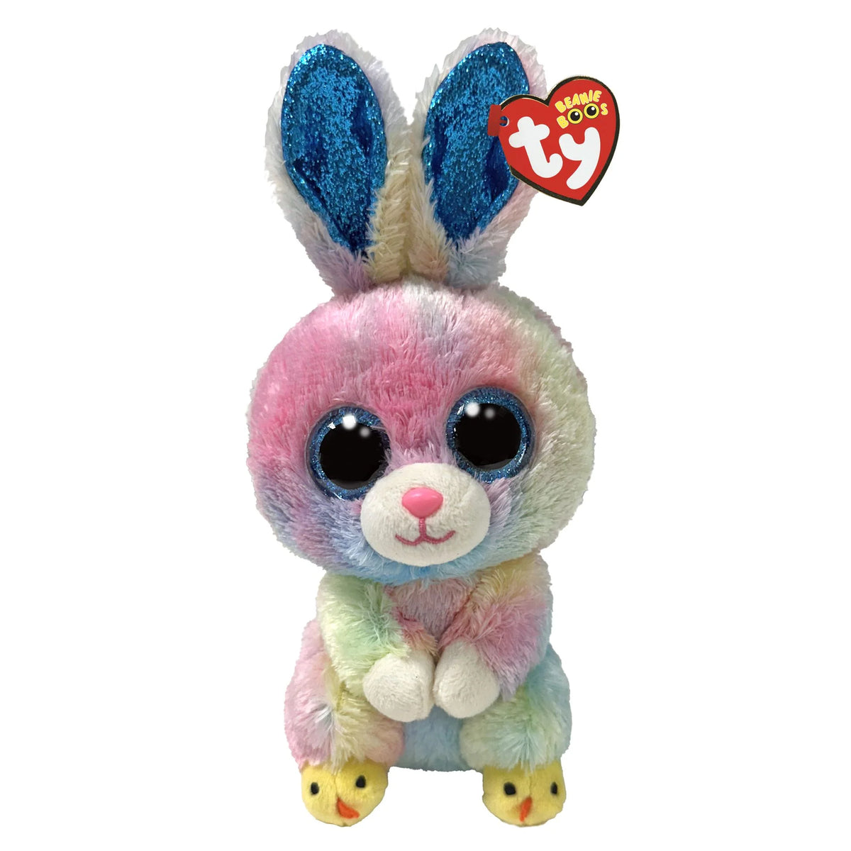 TY Beanie Boos Twitches Rainbow Rabbit Plush Toy picture on the white background