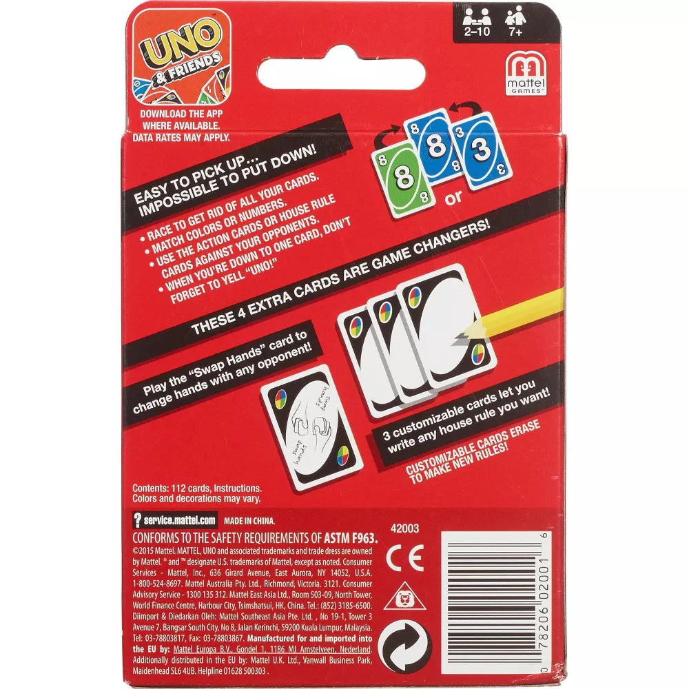 UNO Card Game picture of the box reverse
