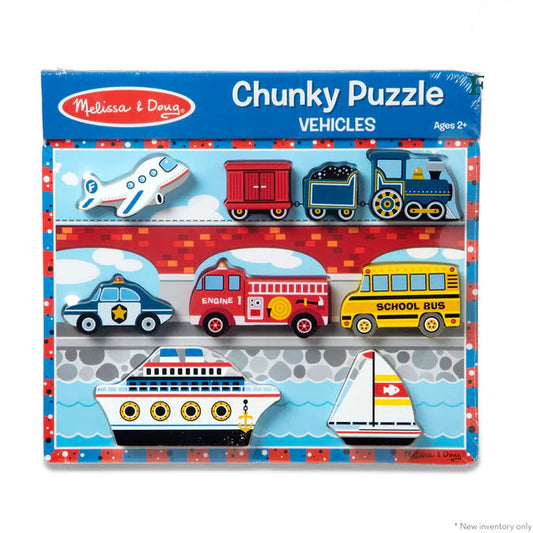 Vehicles Chunky Wooden Puzzle picture on the white background