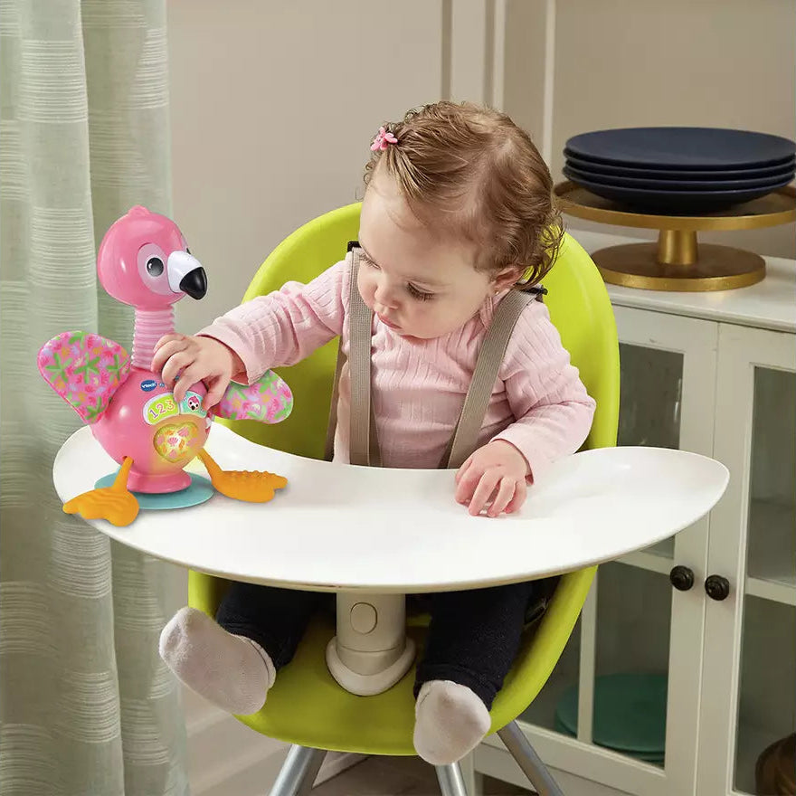 VTech Suction Cup Fluttering Flamingo Highchair Sensory Toy life style picture
