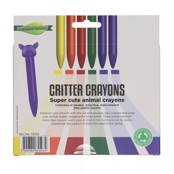 Washable Critter Crayons 6 Pack with an animal design