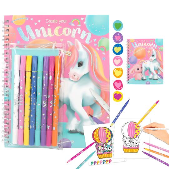 Ylvi Colouring Book with Pen Set with vibrant 8 color pens