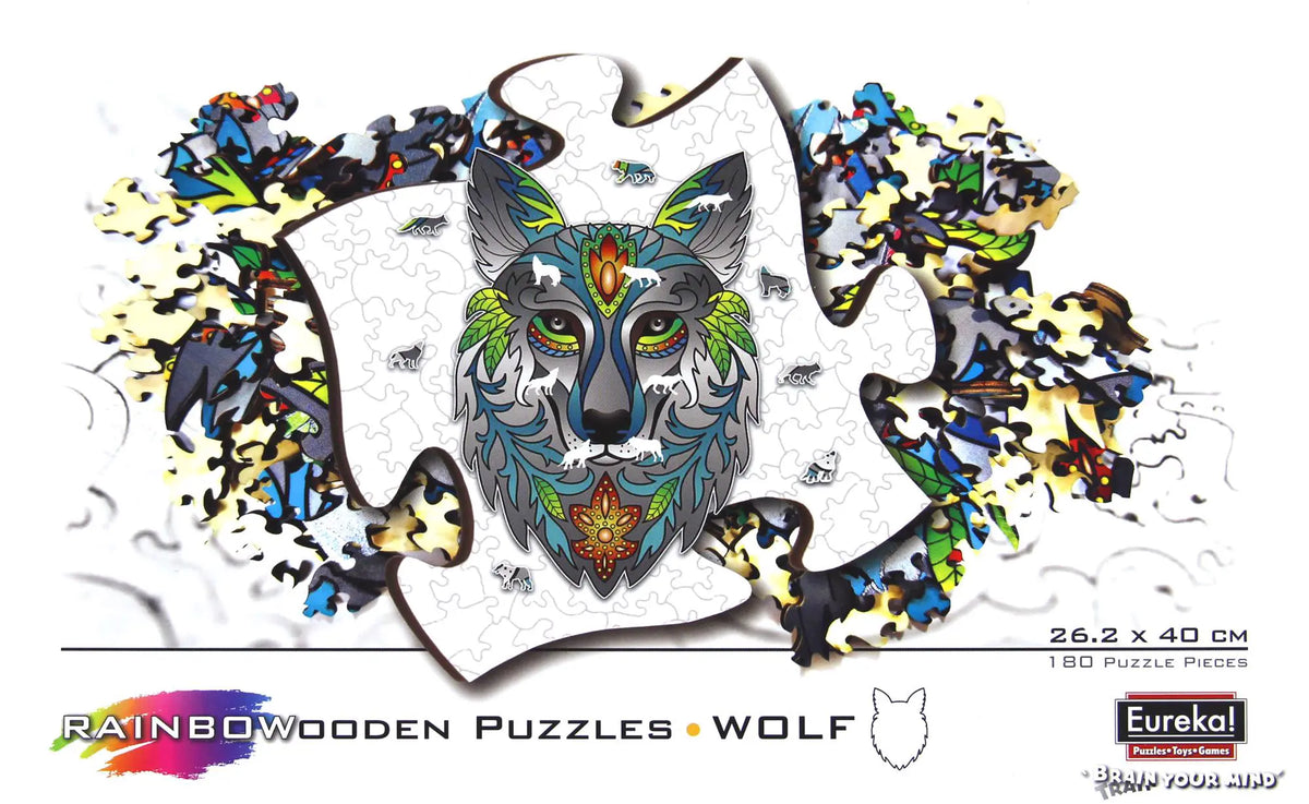 Rainbow Wood Puzzle Wolf