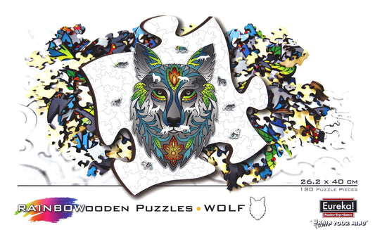 Rainbow Wood Puzzle Wolf