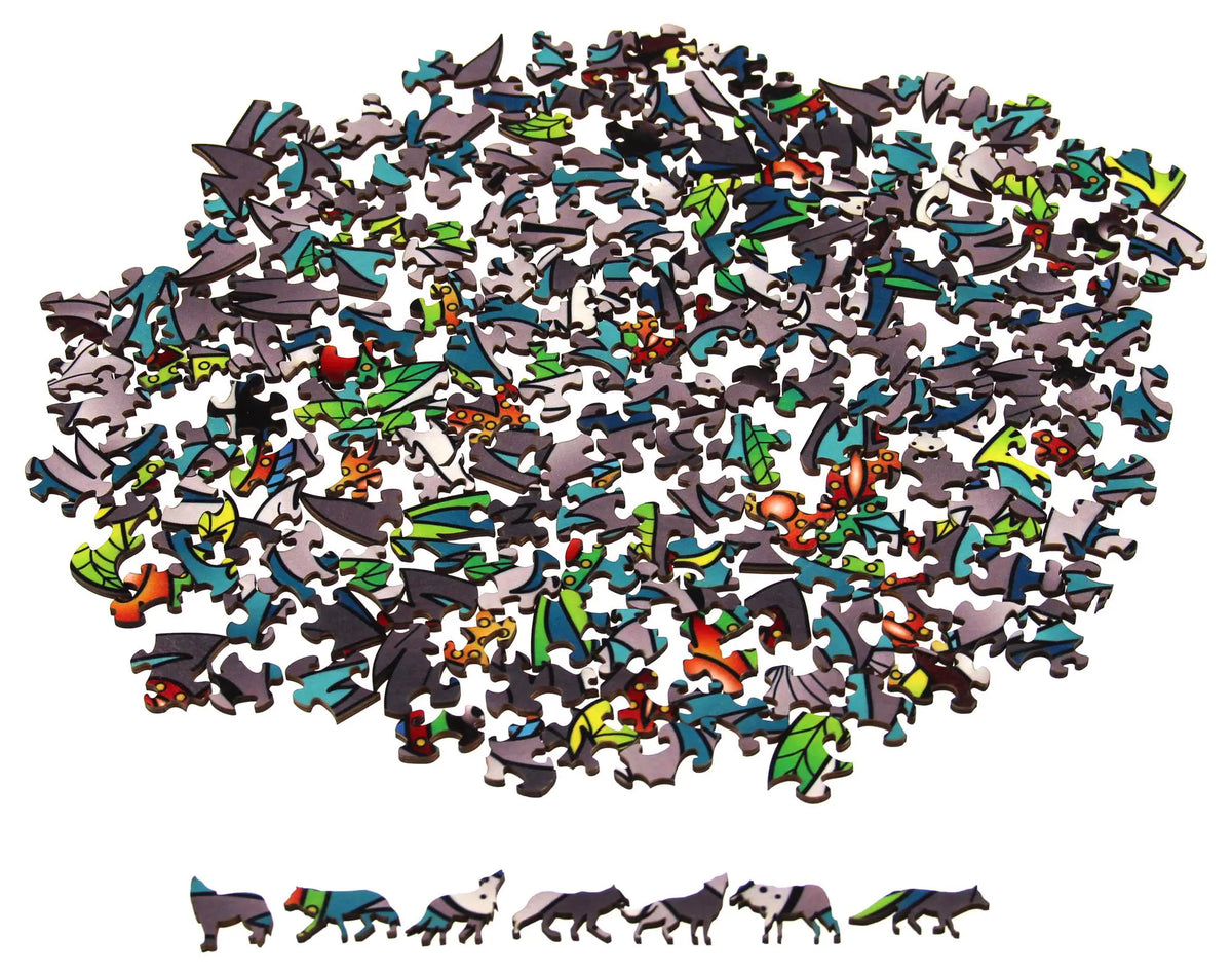 Rainbow Wood Puzzle Wolf