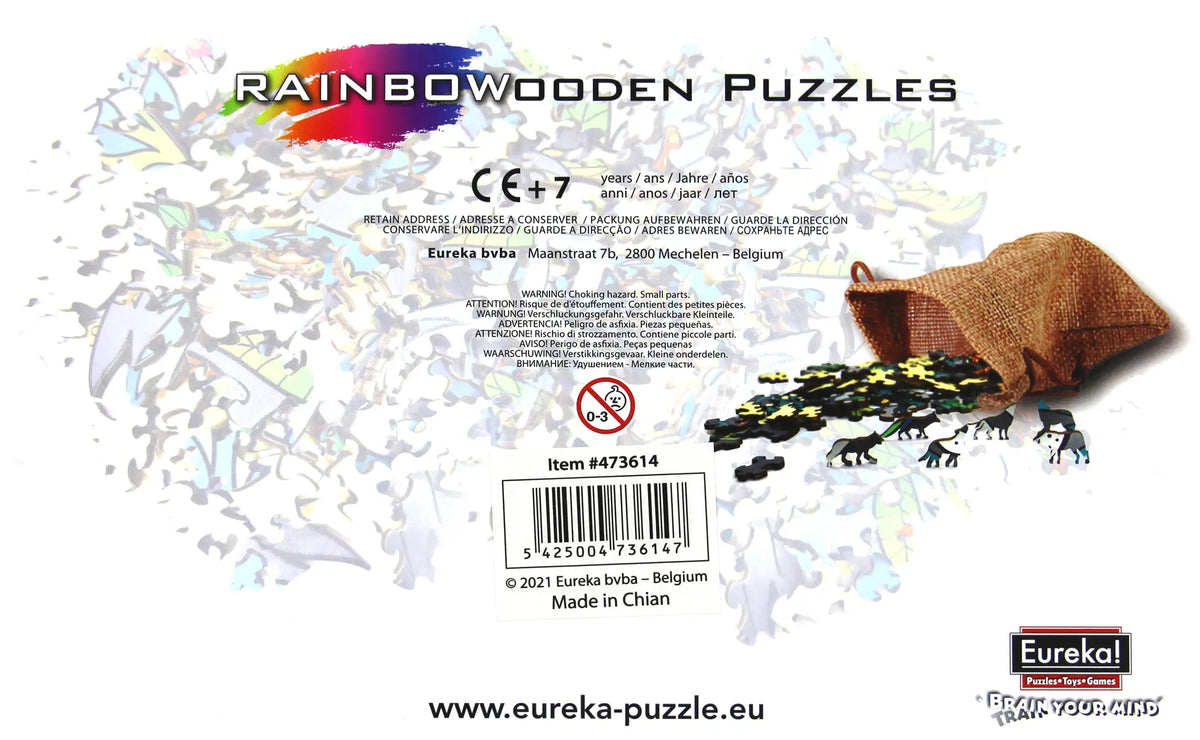 Rainbow Wood Puzzle Wolf