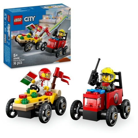 LEGO Pizza Vs. Fire Truck Race Car Pack