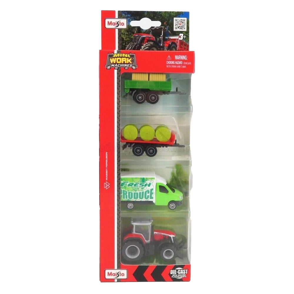 Maisto Mini Working Machines Pack of 4 Tractors Massey Ferguson