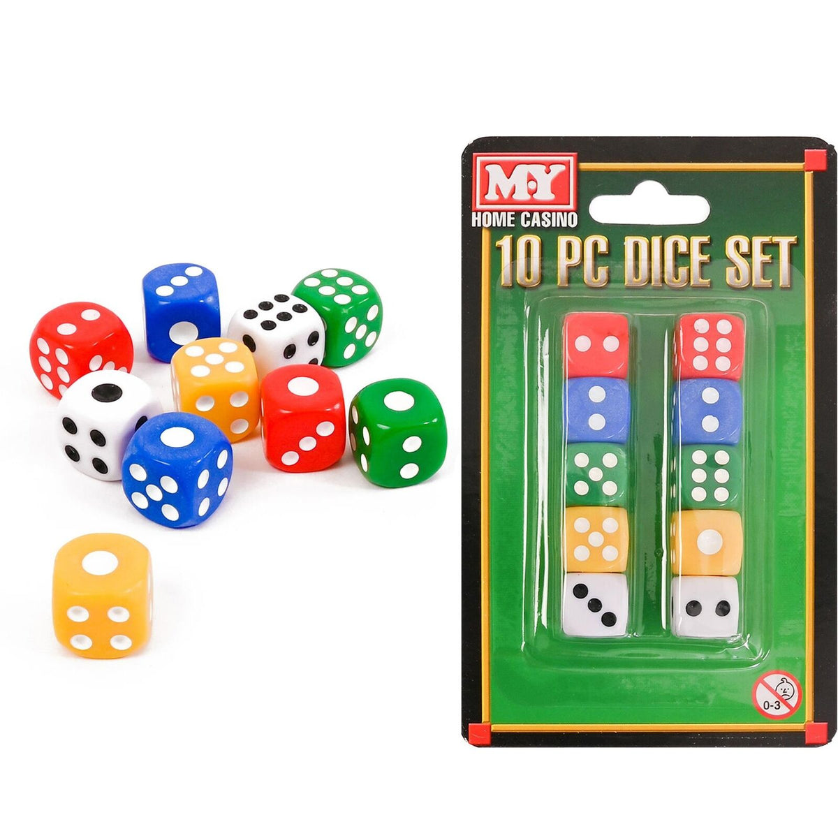 10Pc Dice Set On Blistercard