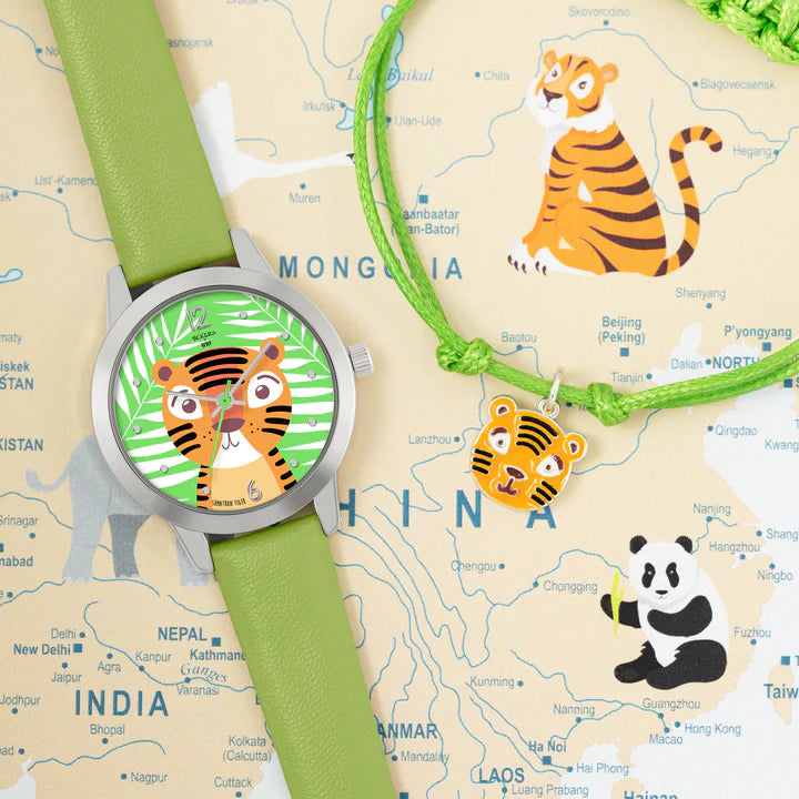 Tikkers x WWF Tiger Dial Watch And Charm Bracelet