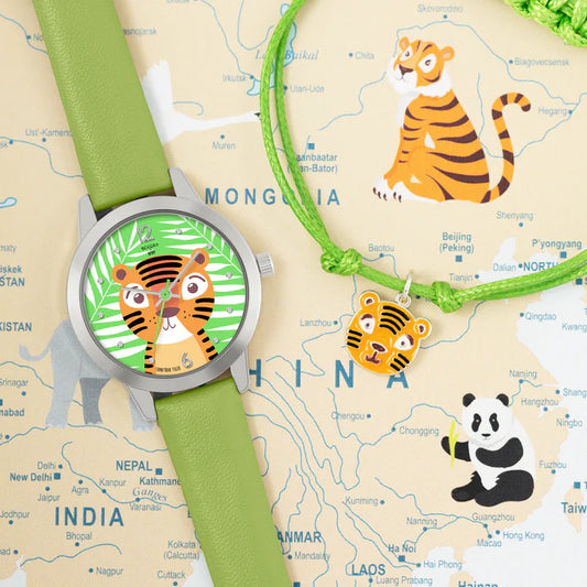Tikkers x WWF Tiger Dial Watch And Charm Bracelet