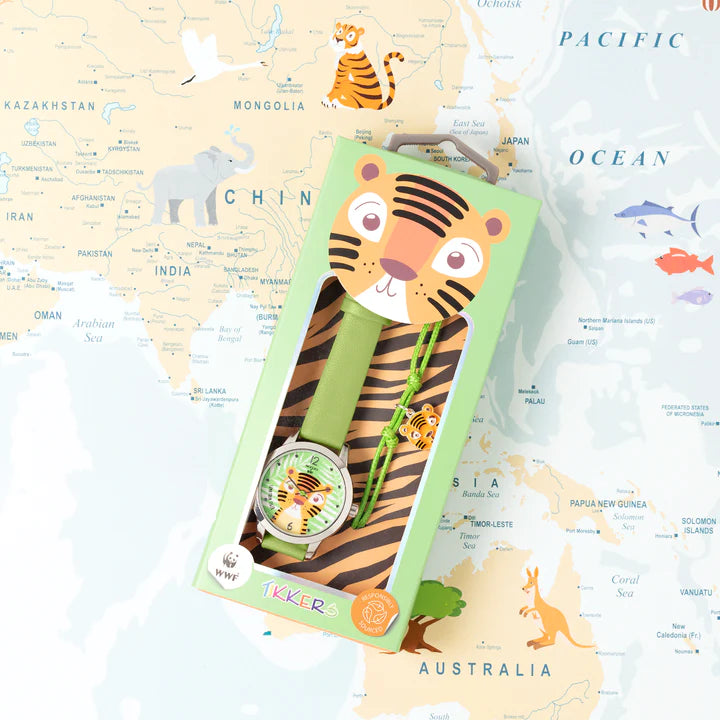 Tikkers x WWF Tiger Dial Watch And Charm Bracelet