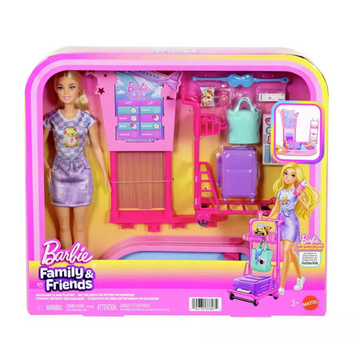 Toys at Foys - Barbie Malibu Travel Doll, Baggage Claim Playset & Accessories