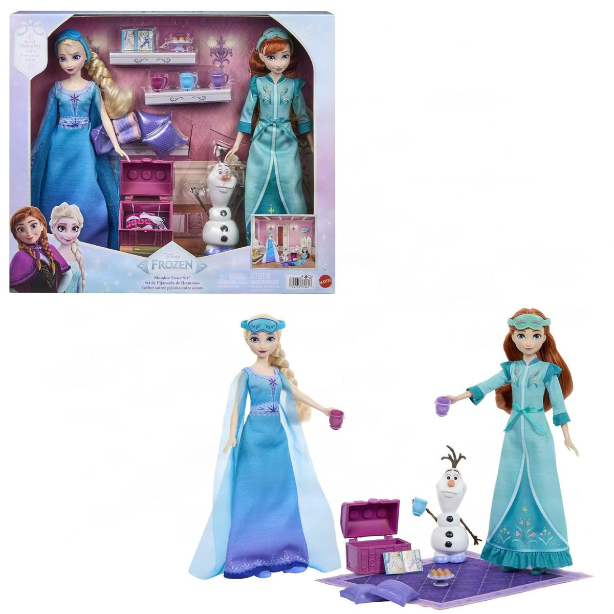 Toys at Foys - Mattel Disney Frozen Anna & Elsa Slumber Sister Set of 2 Fashion Dolls